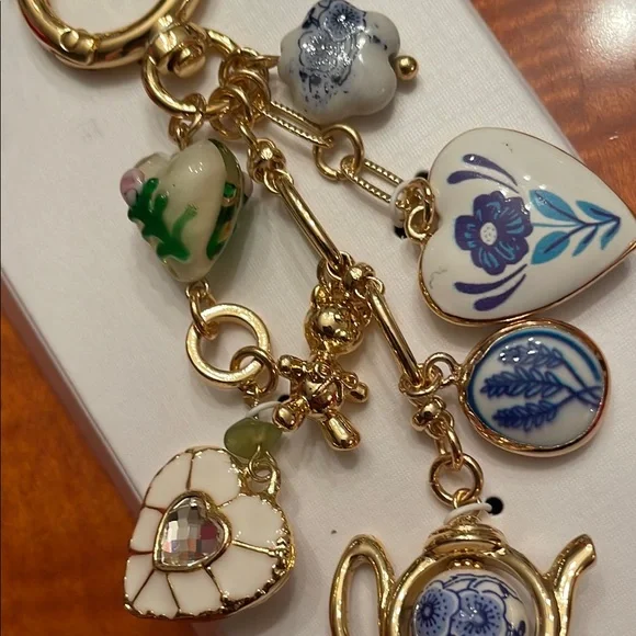 Piper K Gold and Blue Bag Charm & Key Chain - Picture 5 of 6